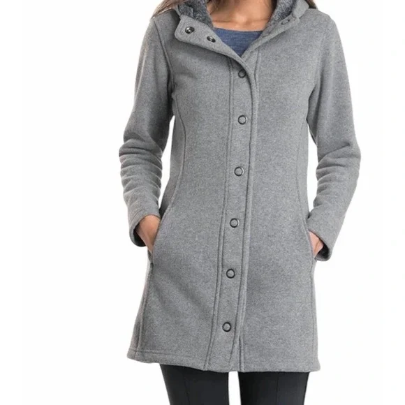 KÜHL Spyrit Hooded Gray Fleece Snap Jacket Women's L Outdoor Pockets - Picture 3 of 16